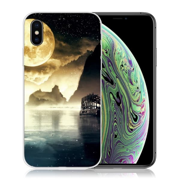 Etui med mønsterprint til iPhone XS - Smukt Landskab Multicolor