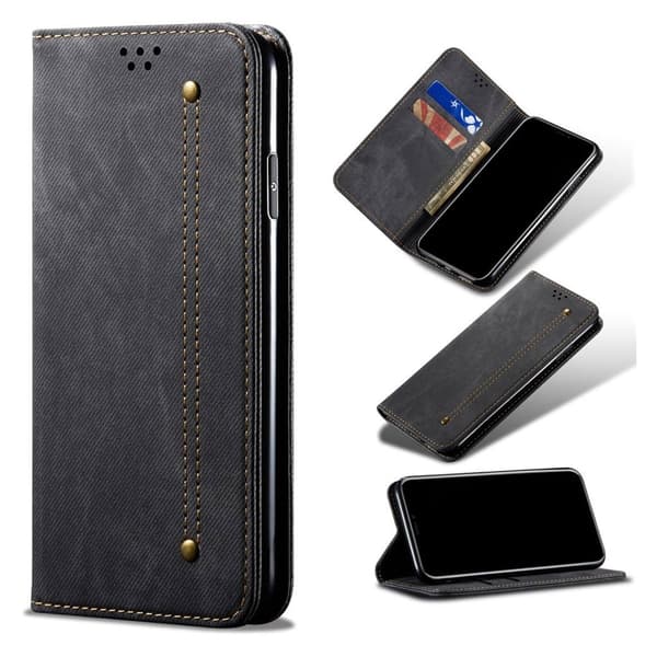 Jeans Xiaomi Mi 9 Pro Flip kotelot - Musta Black