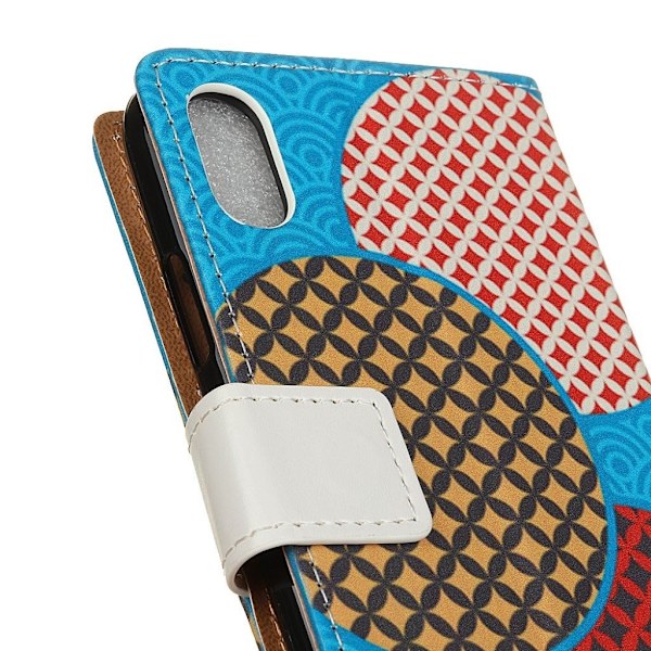 Sony Xperia L3 kuosillinen nahkainen flip Suojakotelo - Saumattomat Ympyrät Multicolor