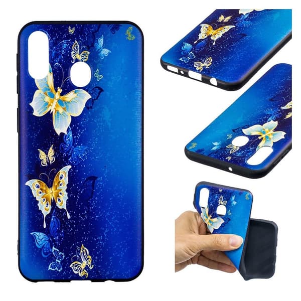 Imagine Samsung Galaxy M20 deksel - Sommerfuglmønster Blue