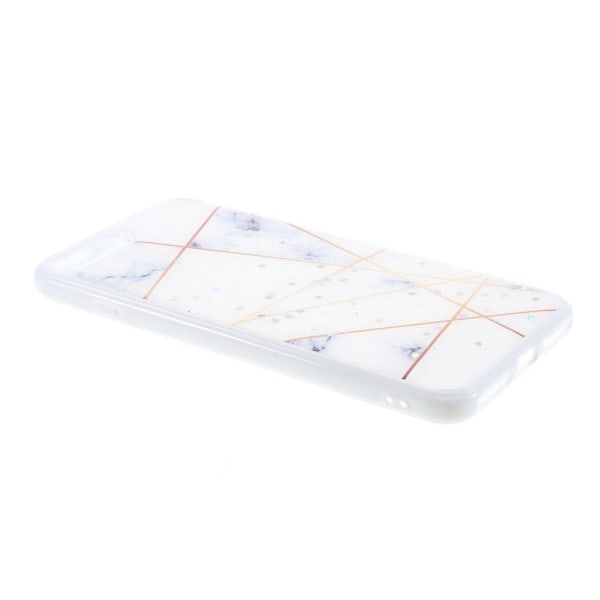 Marble design iPhone 7 Plus cover - Hvid / Guld Linjer White