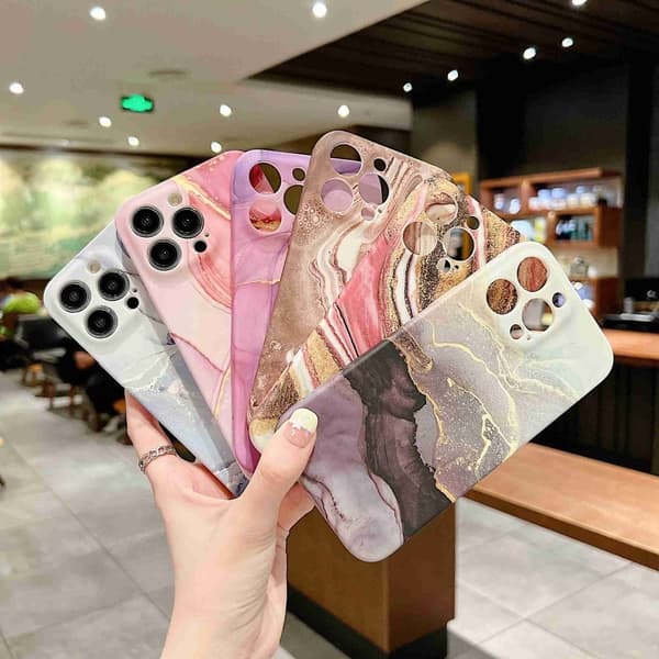 Marble iPhone 14 Pro Etui - Univers Rosa Pink
