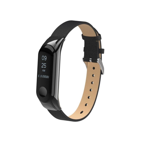 Xiaomi Mi Smart Band 4 ægte læder Urrem - Sort Black