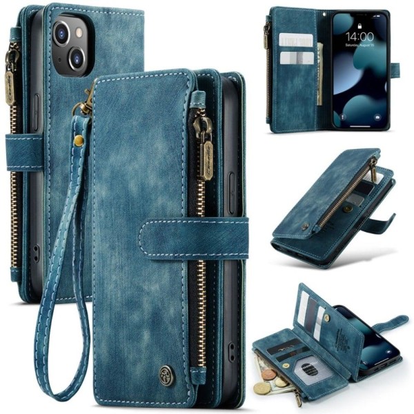 CaseMe zipper-wallet phone case for iPhone 13 - Blue Blue