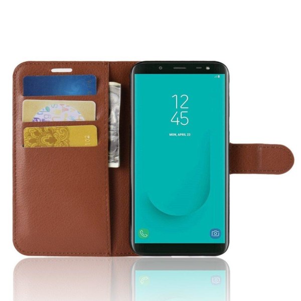 Samsung Galaxy J6 (2018) mobilfodral PU läder TPU plånbok ståend Brun