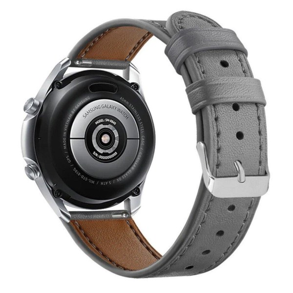 äkta läder klockarmband för Samsung Galaxy Watch 3 (45mm) - grå Silvergrå