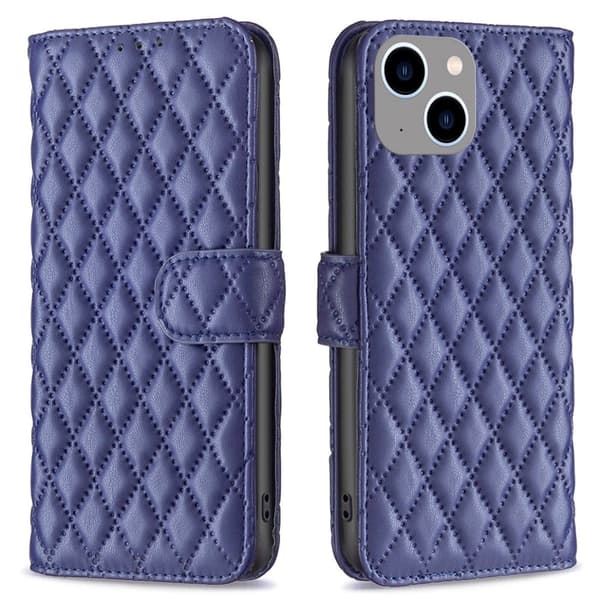 Matt iPhone 15 fodral med rombmönster - Blå Blå