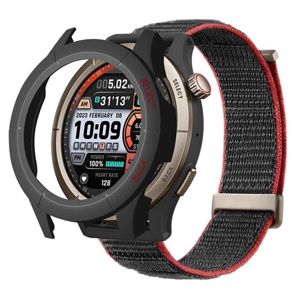 Huami Amazfit Cheetah Pro Frame Cover urbeskyttelse - Sort + Rød Black