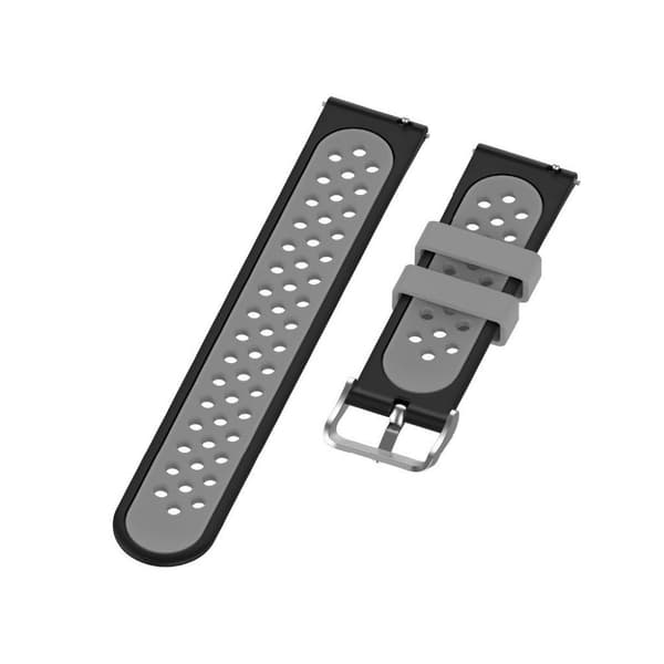 Kaksivärinen silikoninen kellonauha Samsung-kelloon - Musta / Harmaa Silver grey