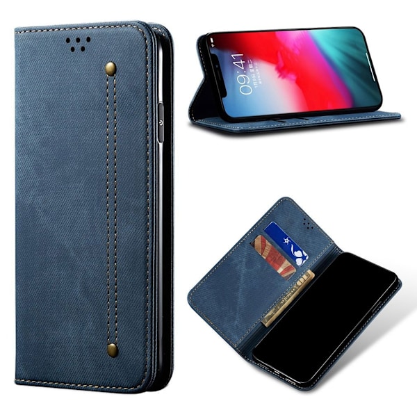 Jeans iPhone 12 Mini flip etui - Blå Blue