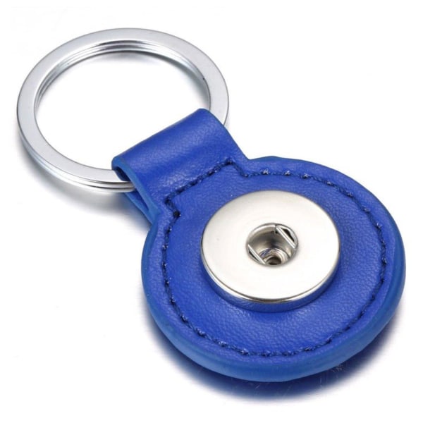 Mini round leather cover keychain - Blue Blå