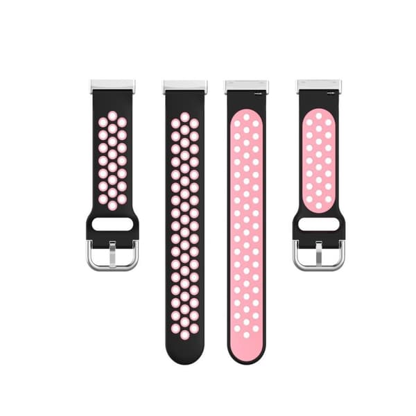 Fitbit Sense / Versa tofarget silikonklokkearmbånd - Svart / Rosa Pink