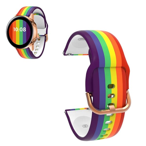 Värikäs kuvio silikoni katsella ranneke Amazfit ja Samsung katsella - Sateenkaari Multicolor