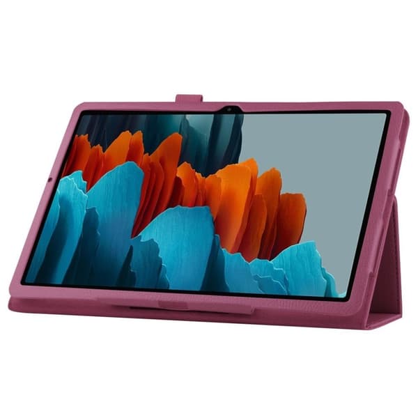 Samsung Galaxy Tab S7 Plus litchi läder flip fodral - lila Lila