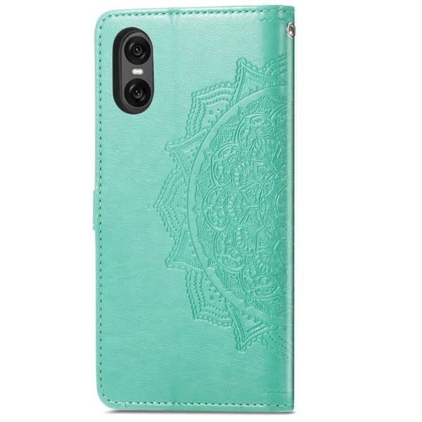 Mandala läder Sony Xperia 10 VI fodral - Grön Grön