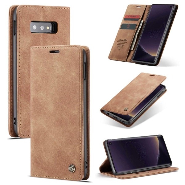 suojakoteloME Samsung Galaxy S10e auto-absorbed nahkainen flip suojakotelo - Ruskea Brown