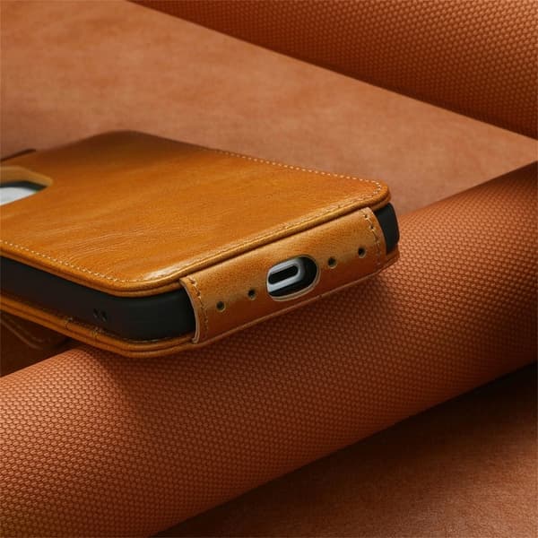 Vertical Flip Phone Etui med Zipper til Samsung Galaxy A04 - Brun Brown