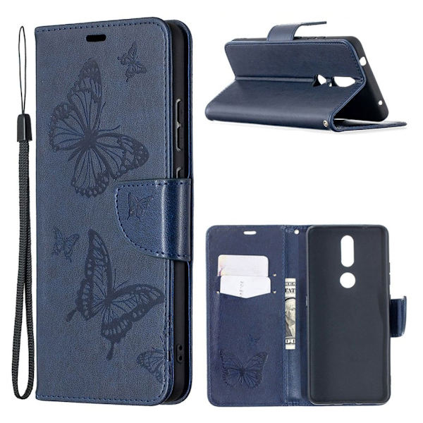 sommerfugl Nokia 2.4 flip etui - blå Blue