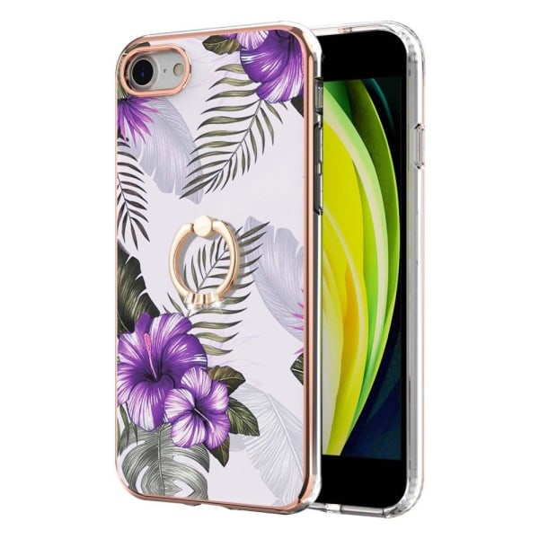Marble design iPhone SE (2022) / iPhone SE 2020 / iPhone 7 cover - Lilla Blomster Purple