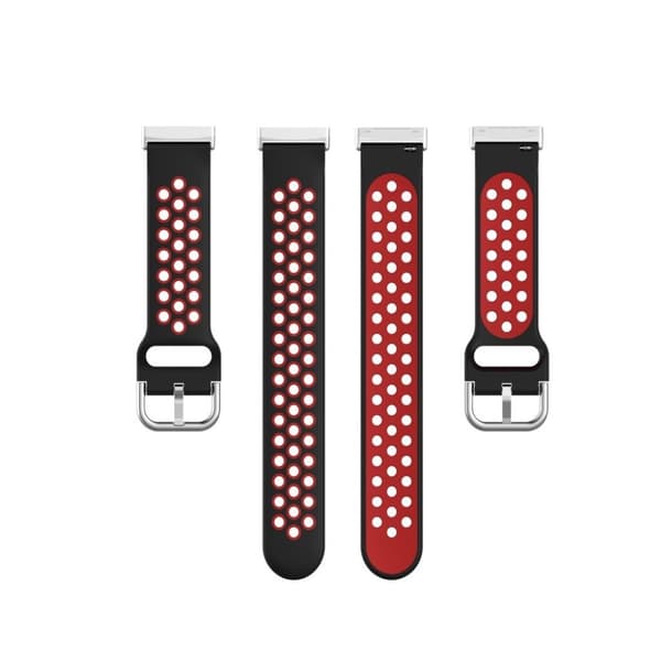 Fitbit Sense / Versa tofarget silikonklokkearmbånd - Svart / Rød Red