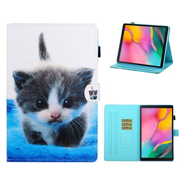 Samsung Galaxy Tab A 8.0 (2019) kult mønster lær flip etui - Cat Multicolor