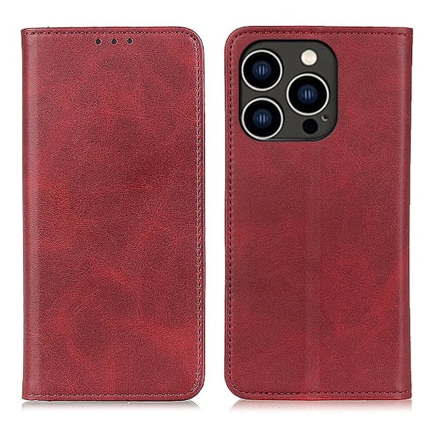 Äkta läder iPhone 14 Pro fodral - Röd Röd