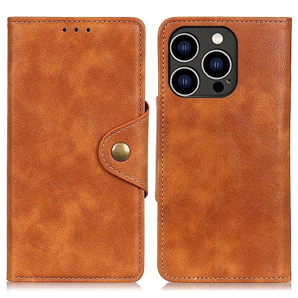 Alpha iPhone 14 Pro læder flip etui - Brun Brown