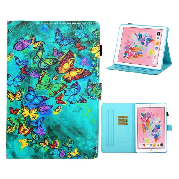 iPad 10.2 (2019) mønster læder flip etui - Farverig Sommerfugle Multicolor