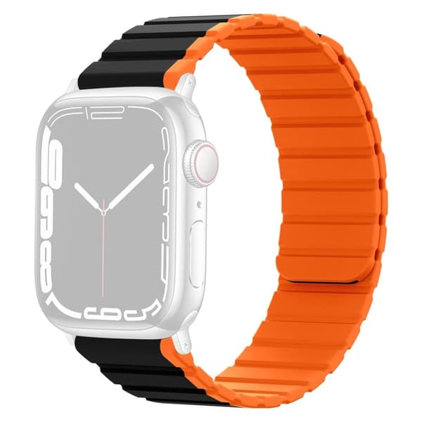 Apple Watch Series 8 (41mm) silikonerem i to farver - Sort / Orange Orange