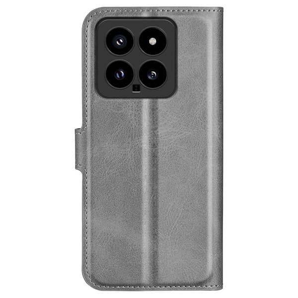 Skinn-etui i lommebok-stil for Xiaomi 14 - Sølv/Grå Silver grey