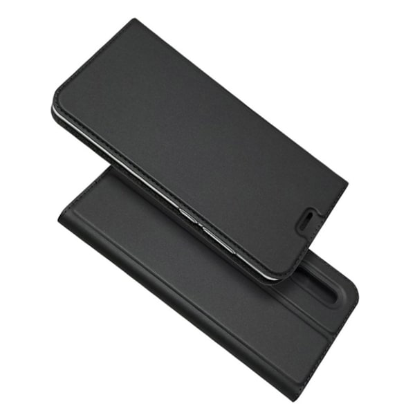 Huawei P30 auto-absorberet læder flip etui - Sort Black