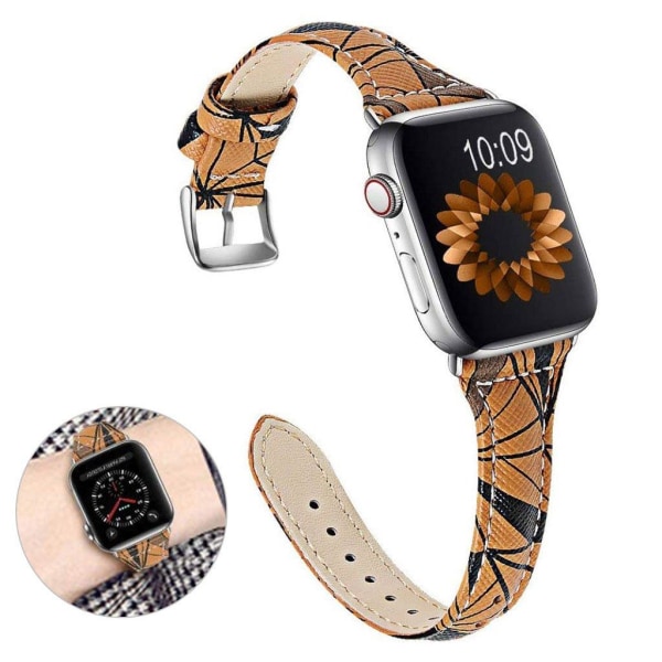 Apple Watch 42mm - 44mm geometrisk læderurrem - Brun / Sort Brown