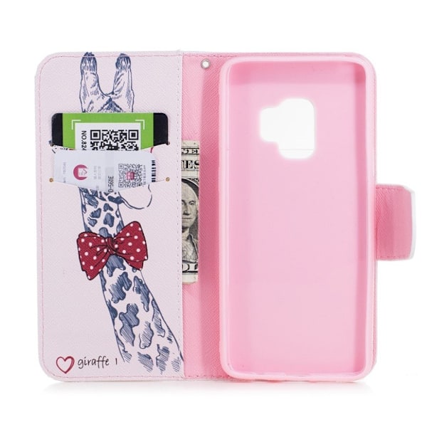 Samsung Galaxy S9 Printet Mønster PU læder flip etui - Giraf med briller Multicolor