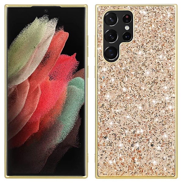 Glitter Samsung Galaxy S22 Ultra skal - Guld Guld