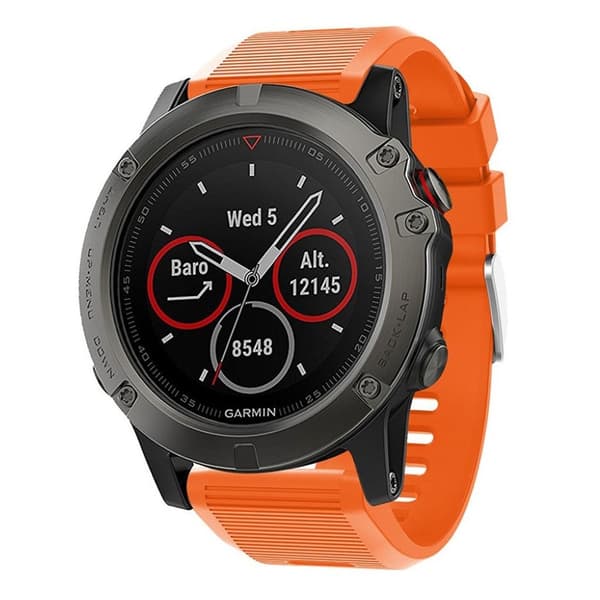Garmin Fenix 5X Plus silikoninen ranneke - Oranssi Orange