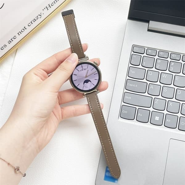 Samsung Galaxy Watch 20mm Magnetisk Buckle Slim Microfiber Leather Watch Strap - Karamelbrun Brown