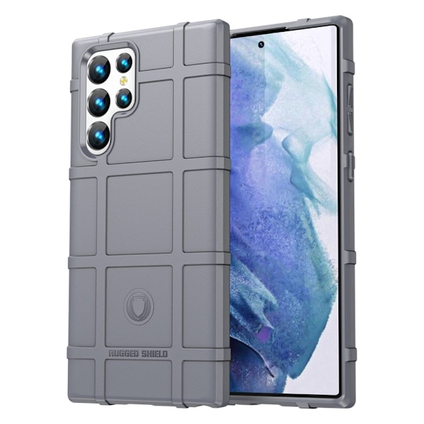 Rugged Shield Suojakotelo Samsung Galaxy S22 Ultra - Harmaa Silver grey