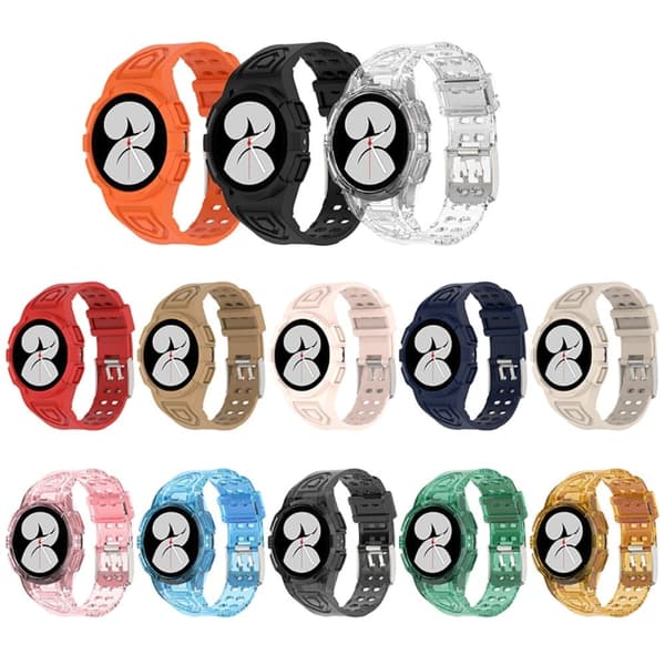 Samsung Galaxy Watch 4 (40mm) kellon hihna ja suojus - Läpinäkyvä Vaaleanpunainen Pink