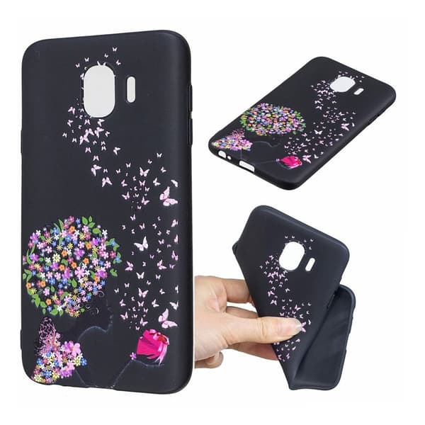 Samsung Galaxy J4 (2018) preget mønsteretui - Blomst og sommerfugl Multicolor