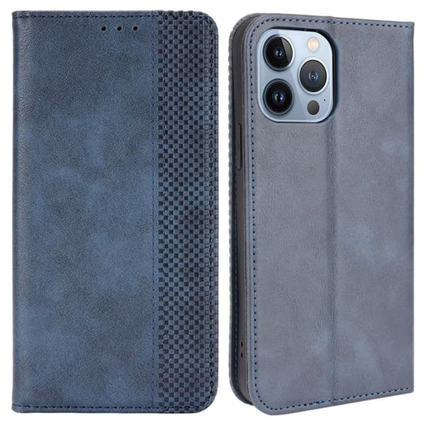 Bofink Vintage iPhone 14 Pro Max Nahkakotelo - Sininen Blue