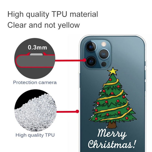 iPhone 14 Pro Funny Christmas Pattern Design Phone Case Soft Flexible Slim stødsikkert Anti-Fingerprint Cover - Juletræ Green