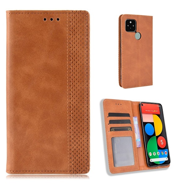 Bofink Vintage läder Google Pixel 5 fodral - Brun Brun