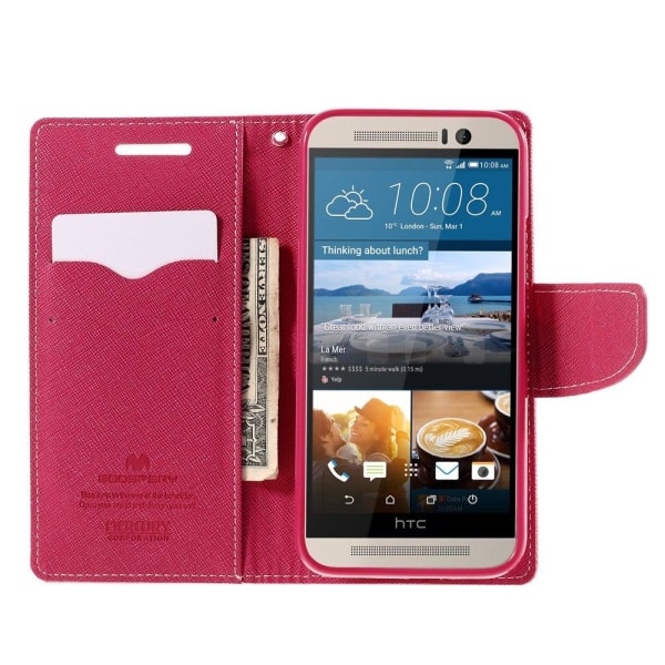 Mercury HTC One M9 Læder Flip Etui med Kortholder - Pink Pink