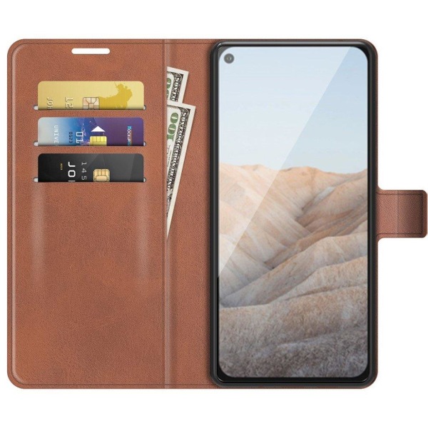 Wallet-style Læder Etui til Google Pixel 5a - Lysebrun Brown