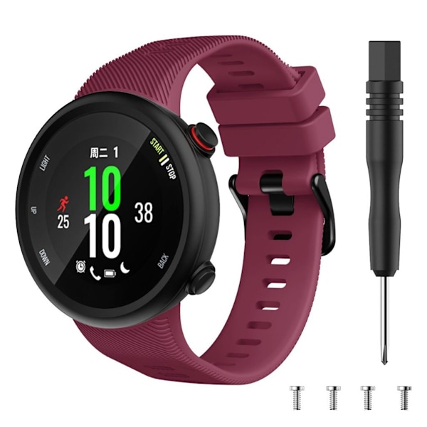 Garmin Forerunner 45S kestävä musta solki silikonikellonauha - Viininpunainen Red
