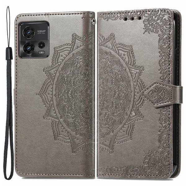 Mandala Motorola Moto G72 Läppäkotelo - Harmaa Silver grey