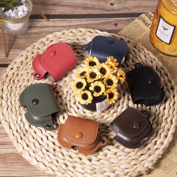 AirPods 4 opladningsetui Cover Backpack Style Læder Bumpresistent Ørepropper Beskyttelsesetui - Sort Black
