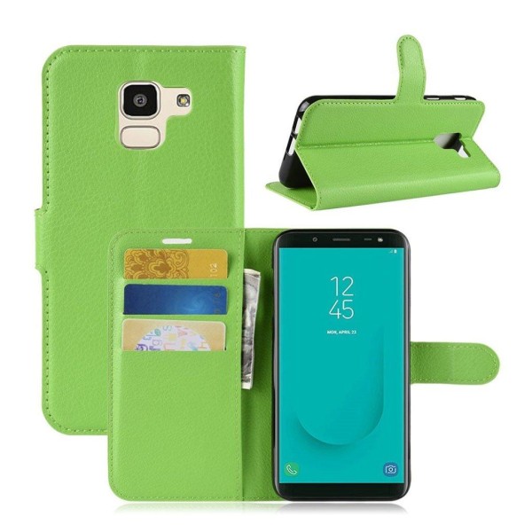 Samsung Galaxy J6 (2018) mobilfodral PU läder TPU plånbok ståend Grön