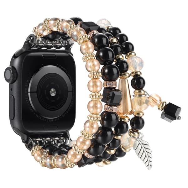 Perlearmbånd Apple Watch Series 10 46mm udskiftningsarmbånd - Sort Black