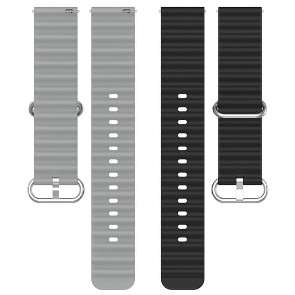 20mm Universal kaksivärinen silikoni ranneke - Musta / Harmaa Silver grey